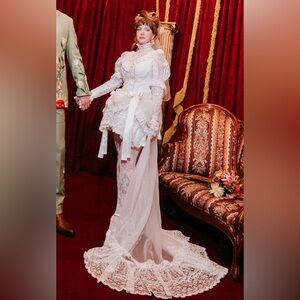 Custom Vintage Victorian-Style Upcycled Wedding Dress